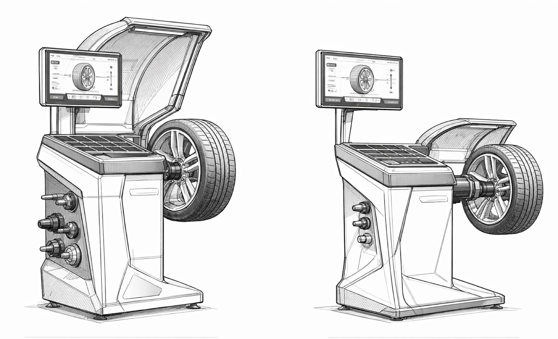 Wheel balancer industrial design development drawing